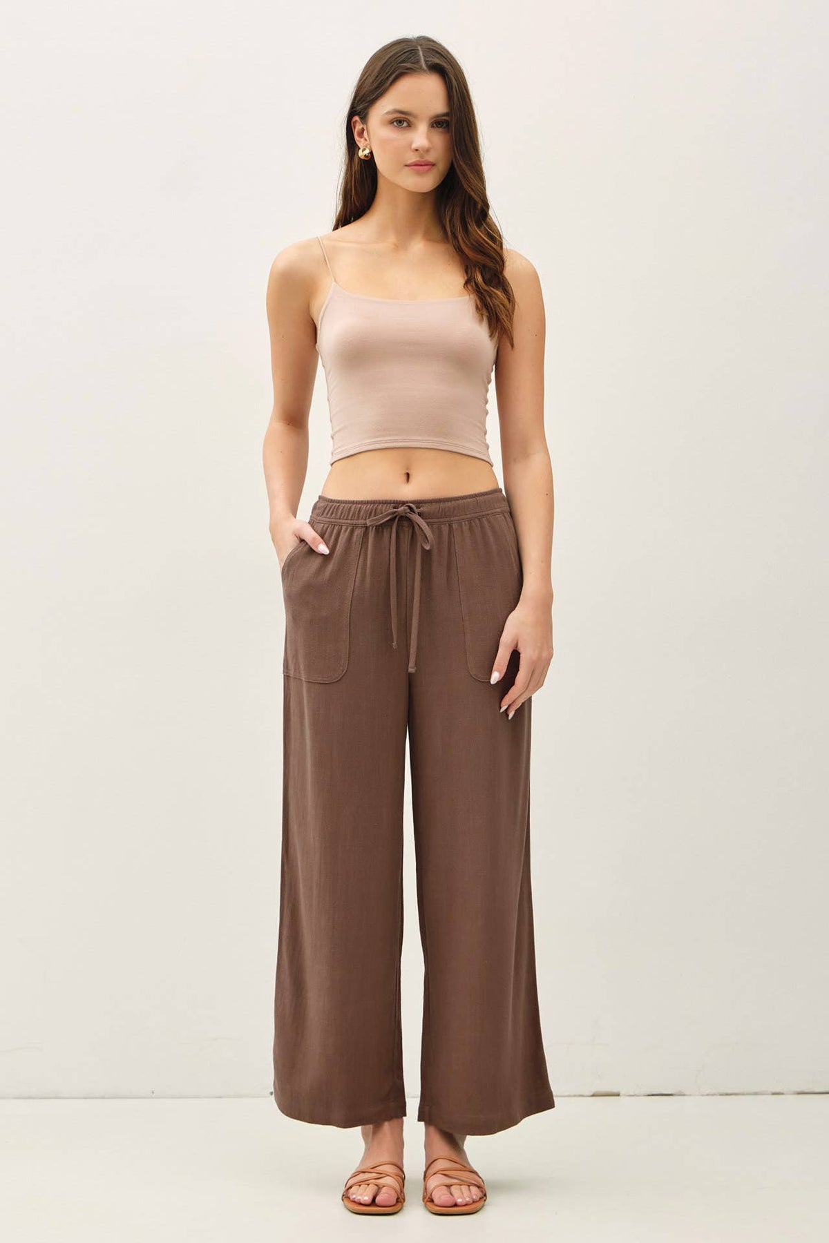 LINEN WIDE-LEG PANTS