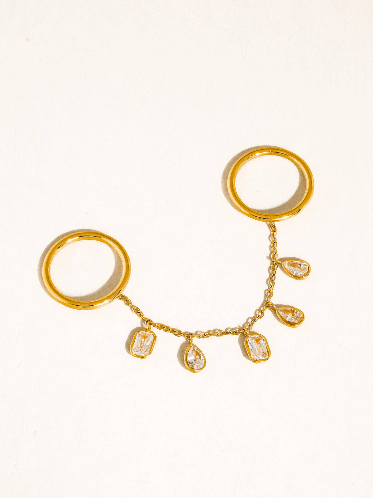 Cosette 18K Gold Non-Tarnish CZ Dangle Circle Drop Ring
