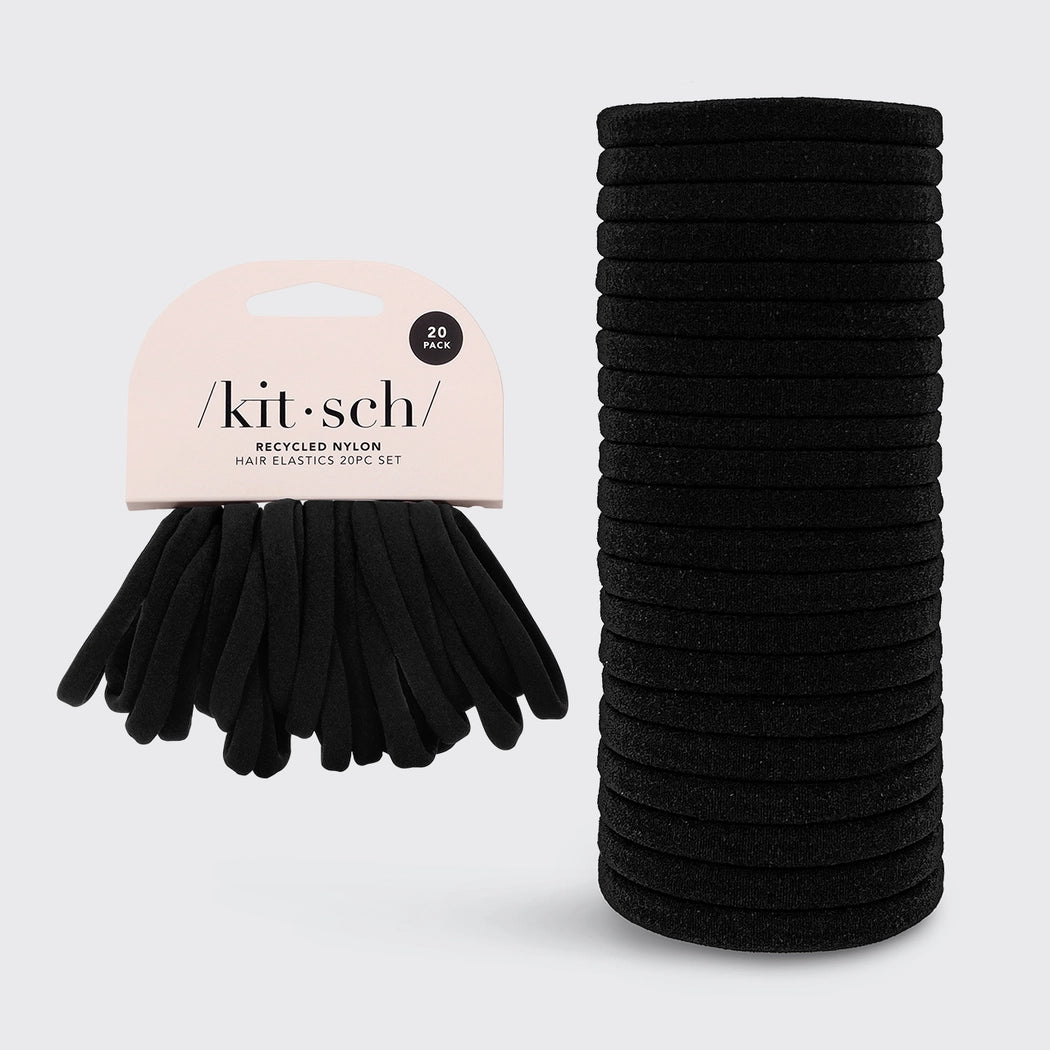 Eco-Friendly Black 20 Piece Nylon Hair Elastics