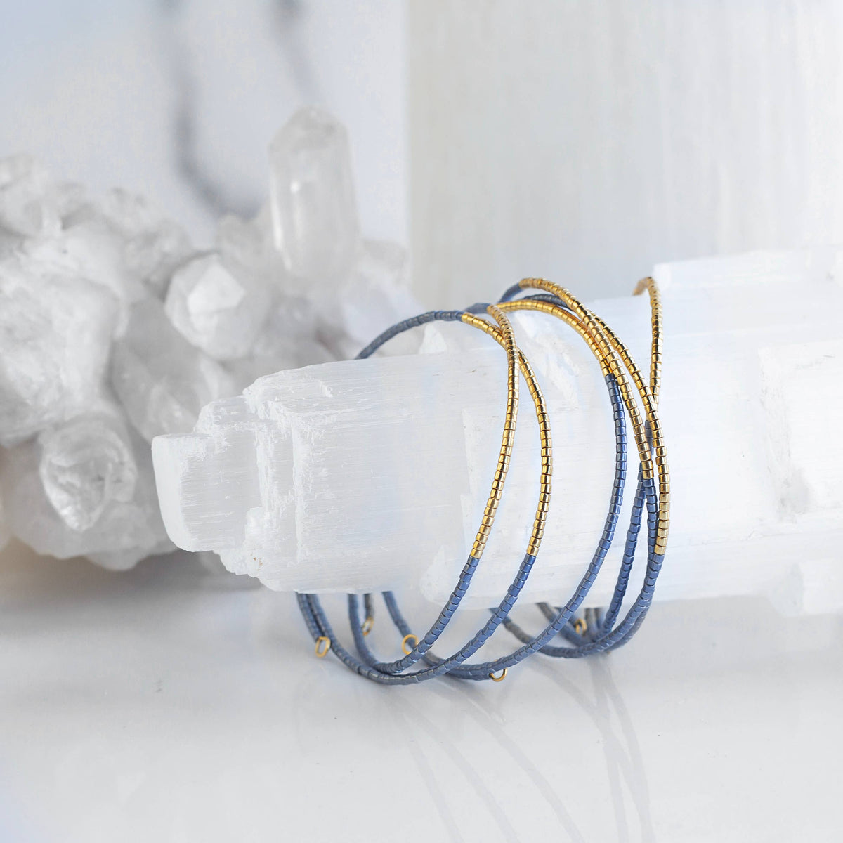 Norah Bangle-Cornflower | Beaded Bracelet | Delicate Jewelry