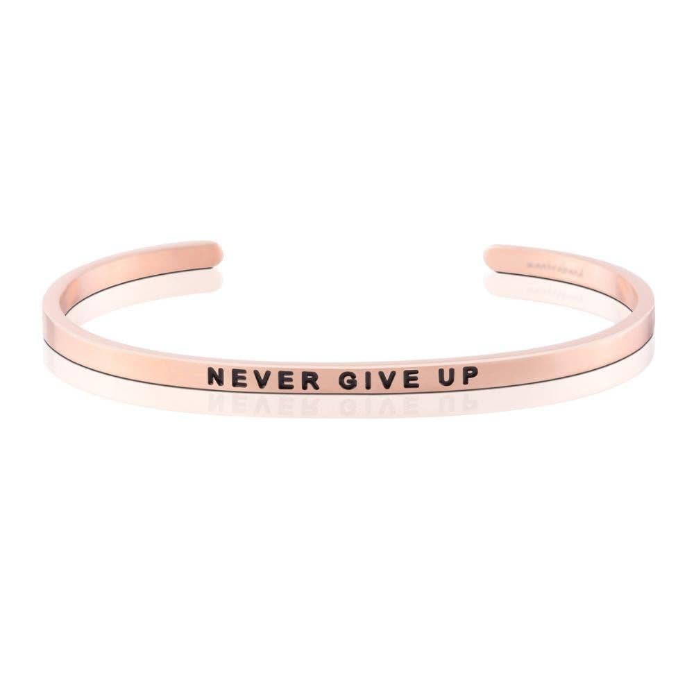 Never Give Up - inspirational mantraband® cuff bracelet