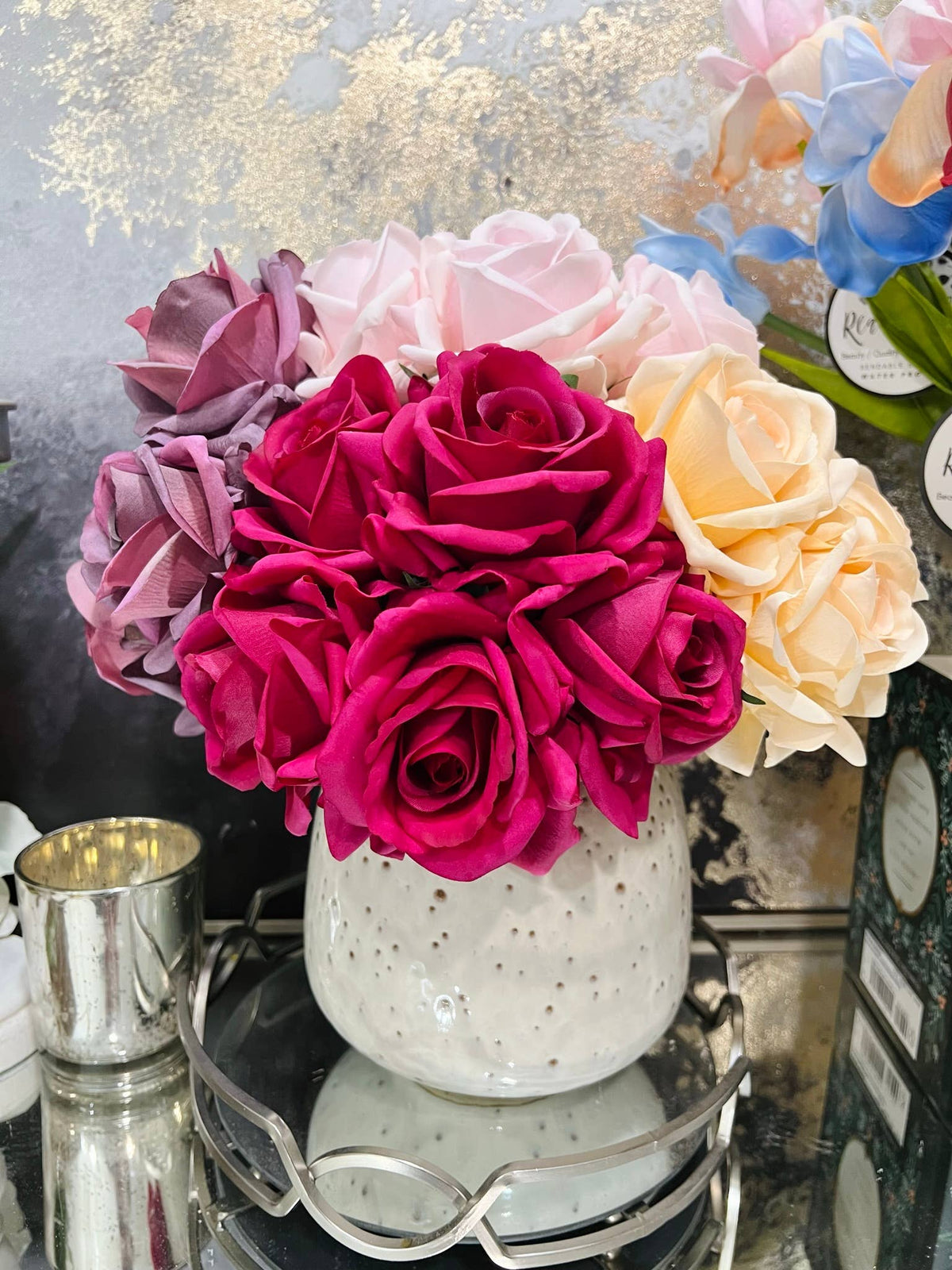 10" Pack of 5 Stems-Moisturized coating Real Touch Rose
