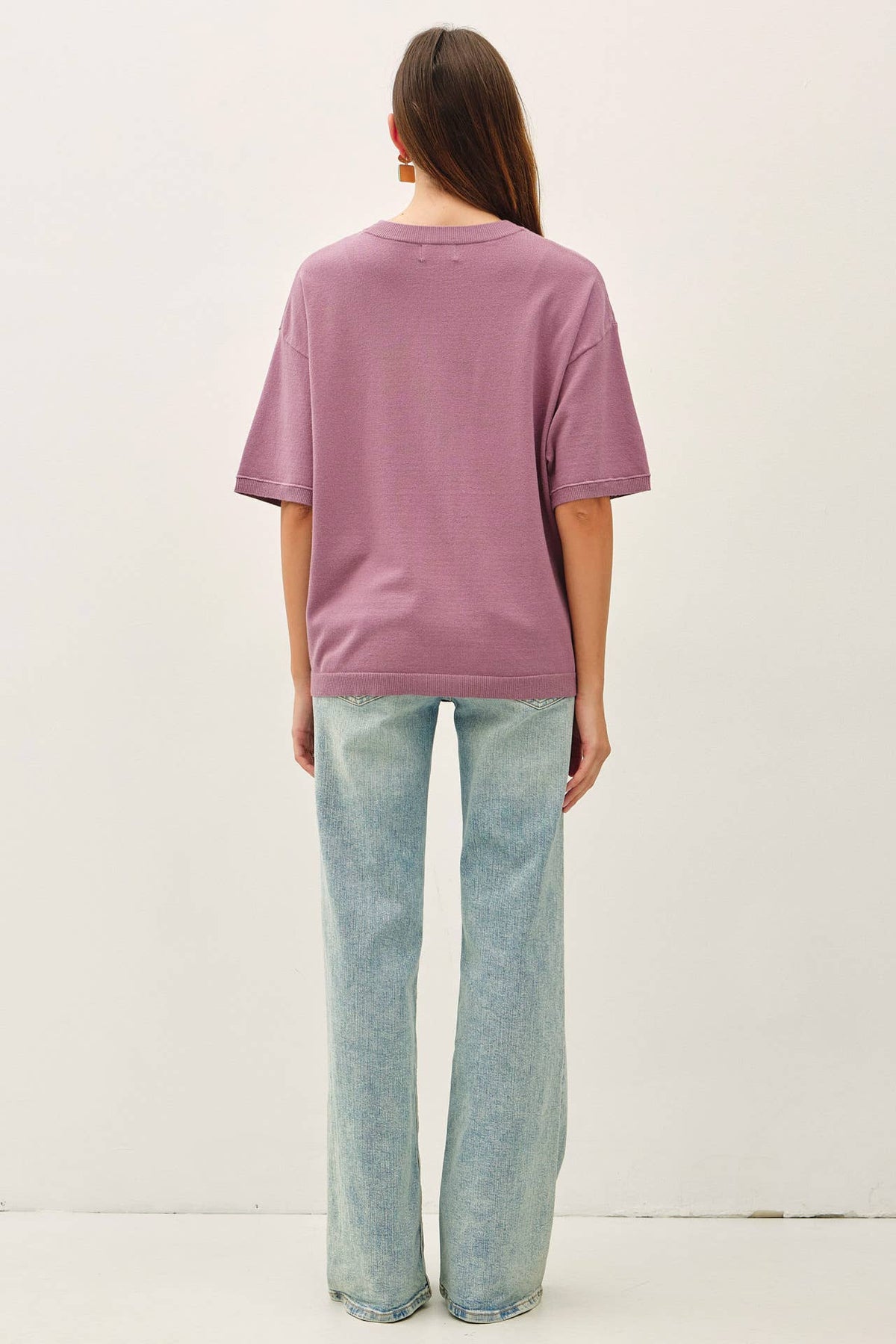 BOXY FIT HALF SLEEVE CREWNECK SWEATER