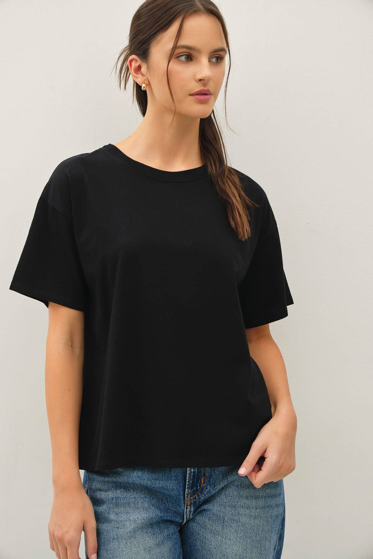 COTTON JERSEY OVERSIZED CROP T-SHIRTS
