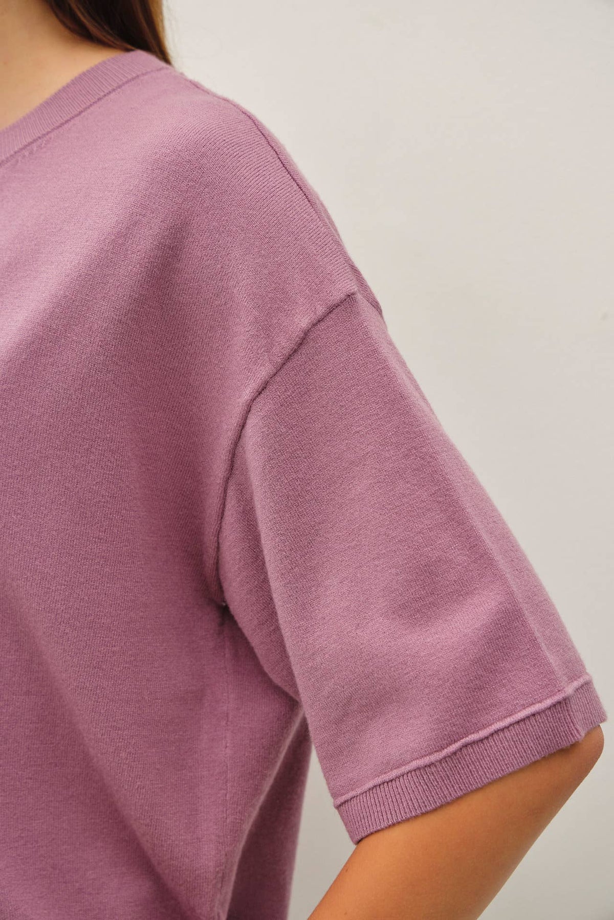 BOXY FIT HALF SLEEVE CREWNECK SWEATER