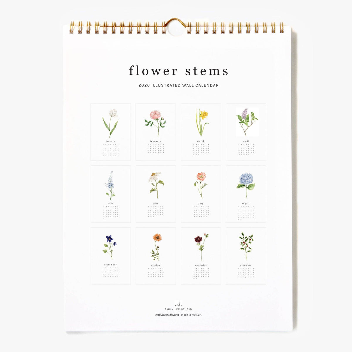 2026 flower stems calendar