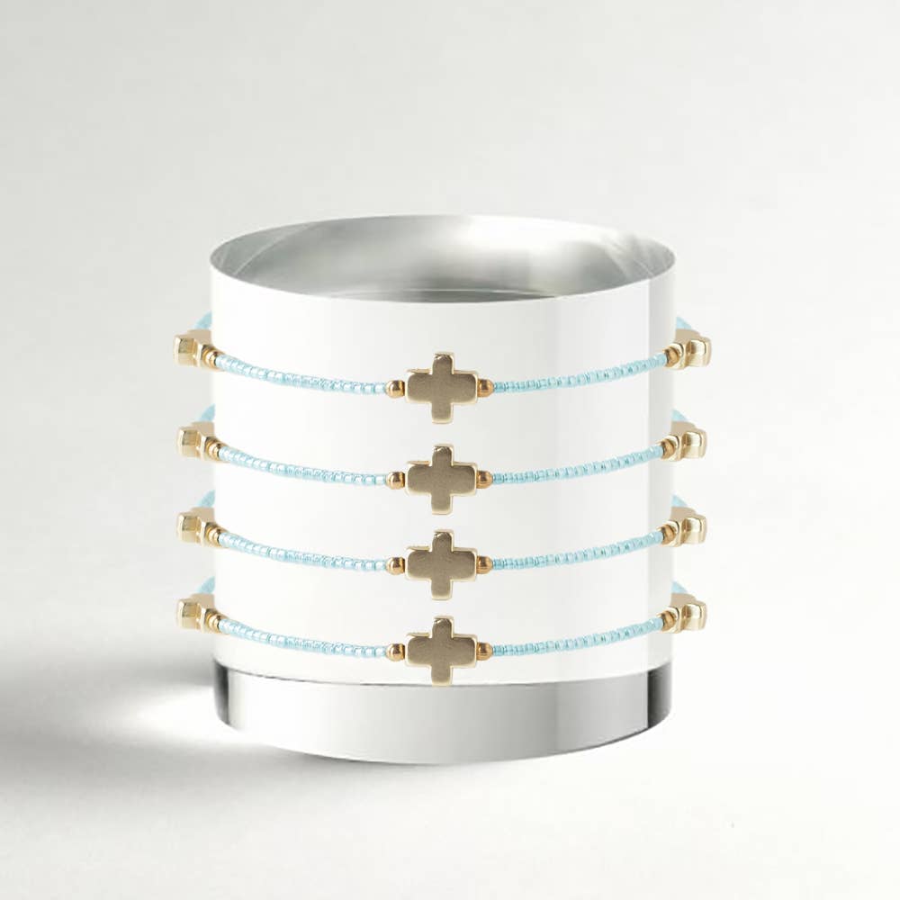 Faithful Cross Bangle-Turquoise | Christian