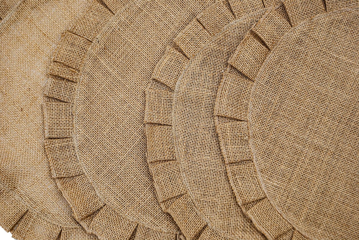Set of 4 Burlap Round Placemats, 15 Inch