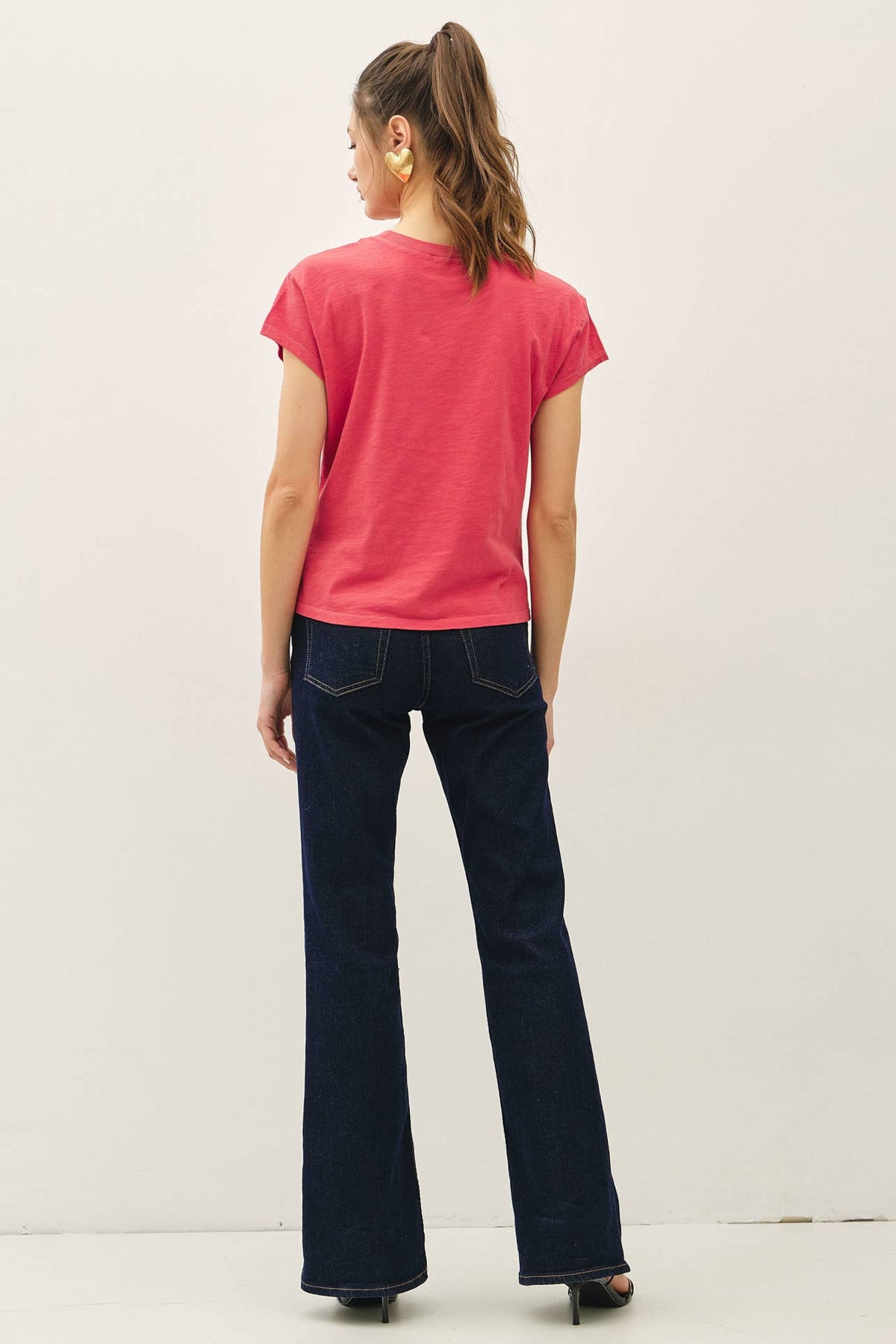 GARMENT DYE COTTON SLUB SLIM FIT CREWNECK BABY TEE