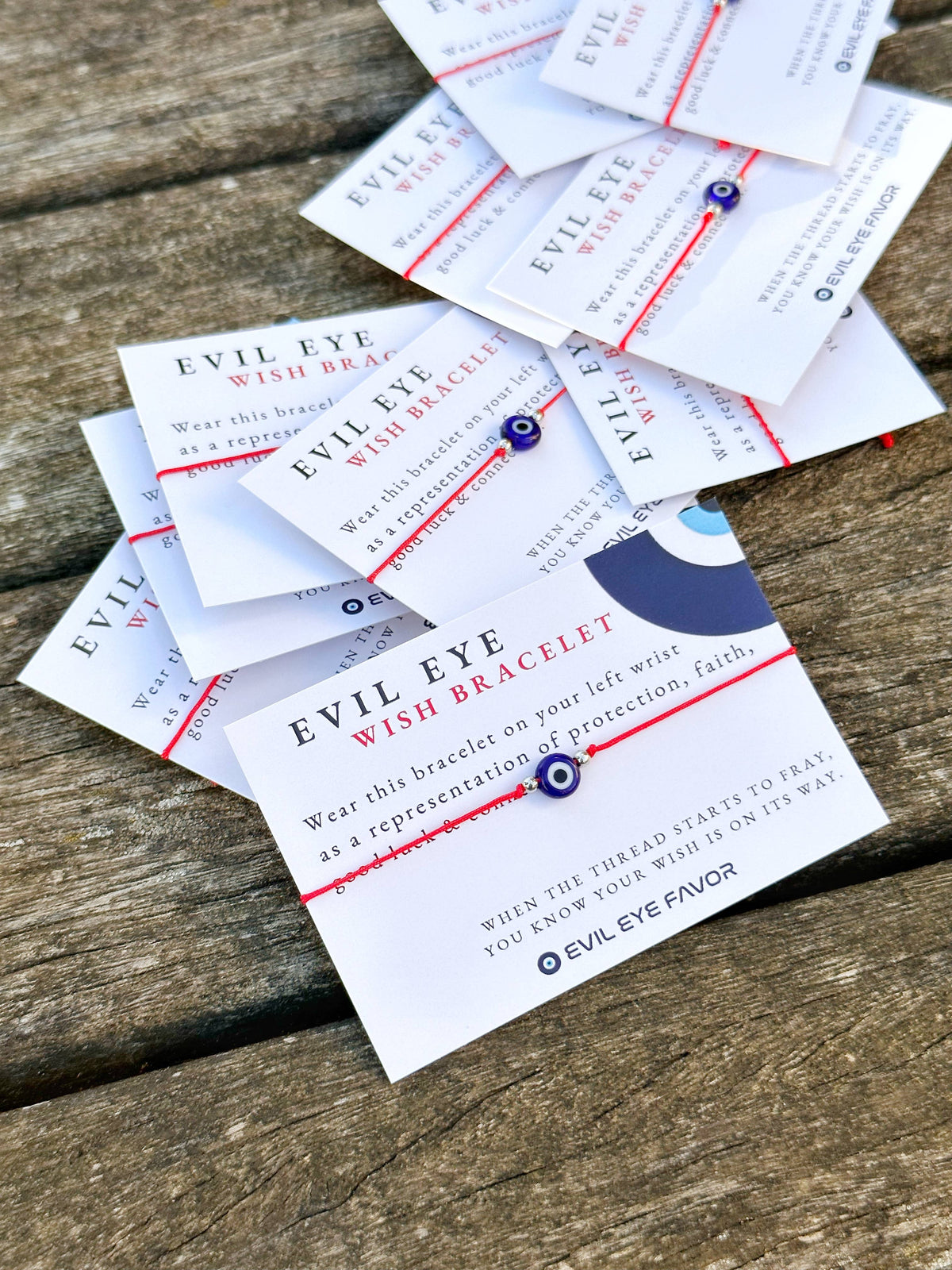 Evil eye wish bracelet with red cord from Evileyefavor