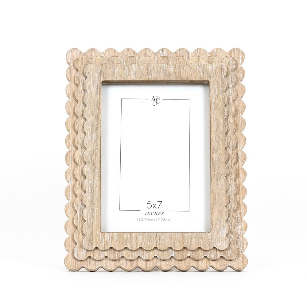 11845 - 8x10x1 wood photo frame (SCALLOP) ntrl (5x7) pic