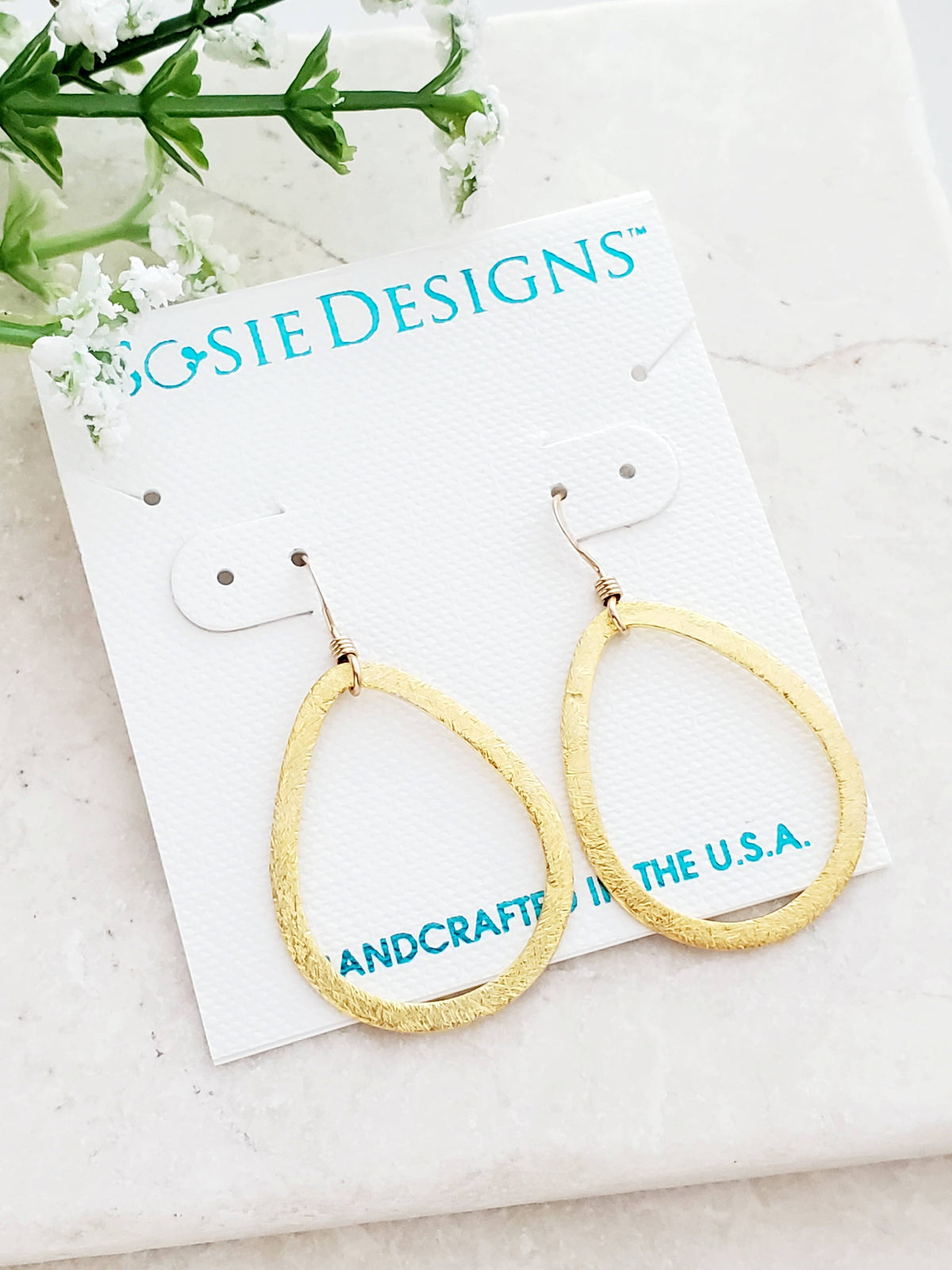 Gold Vermeil Brushed Teardrop Earrings