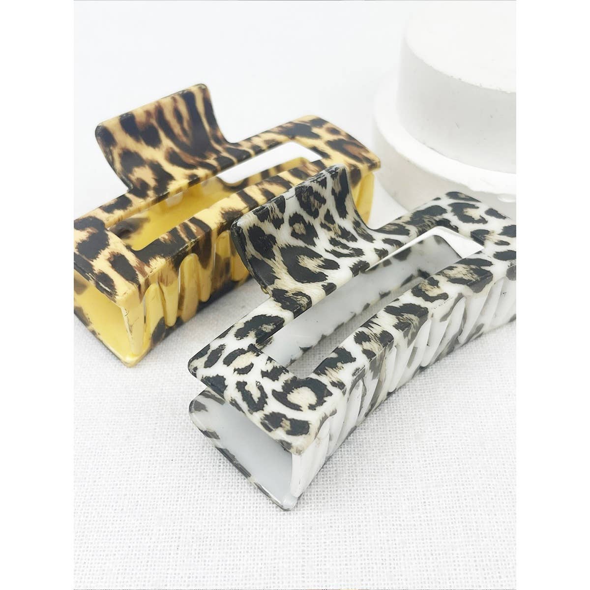Leopard Pattern Rectangle Hair Clips
