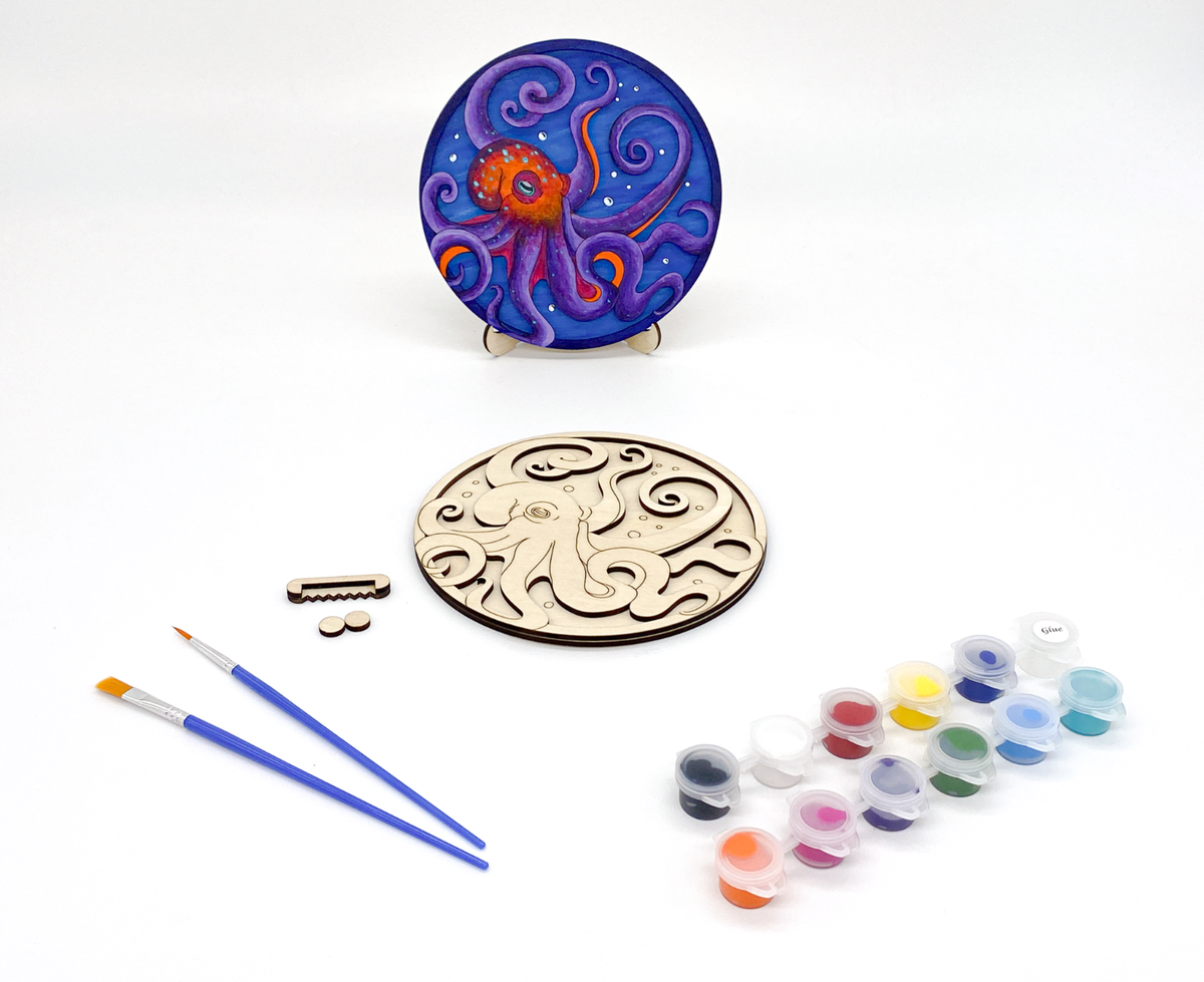 Tangled Treasures Octopus 3D Art | DIY Wood Craft Kit for Adults | Unique Ocean Lover Gift