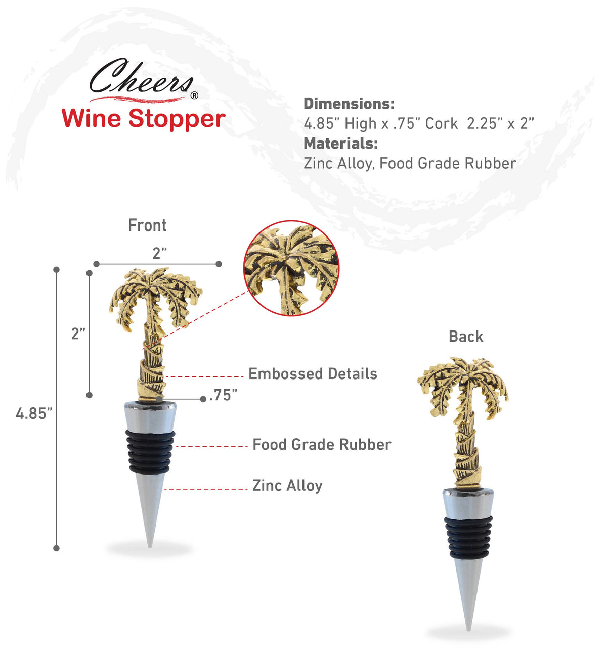 Wine Stopper - Gold Metal Palm Tree
