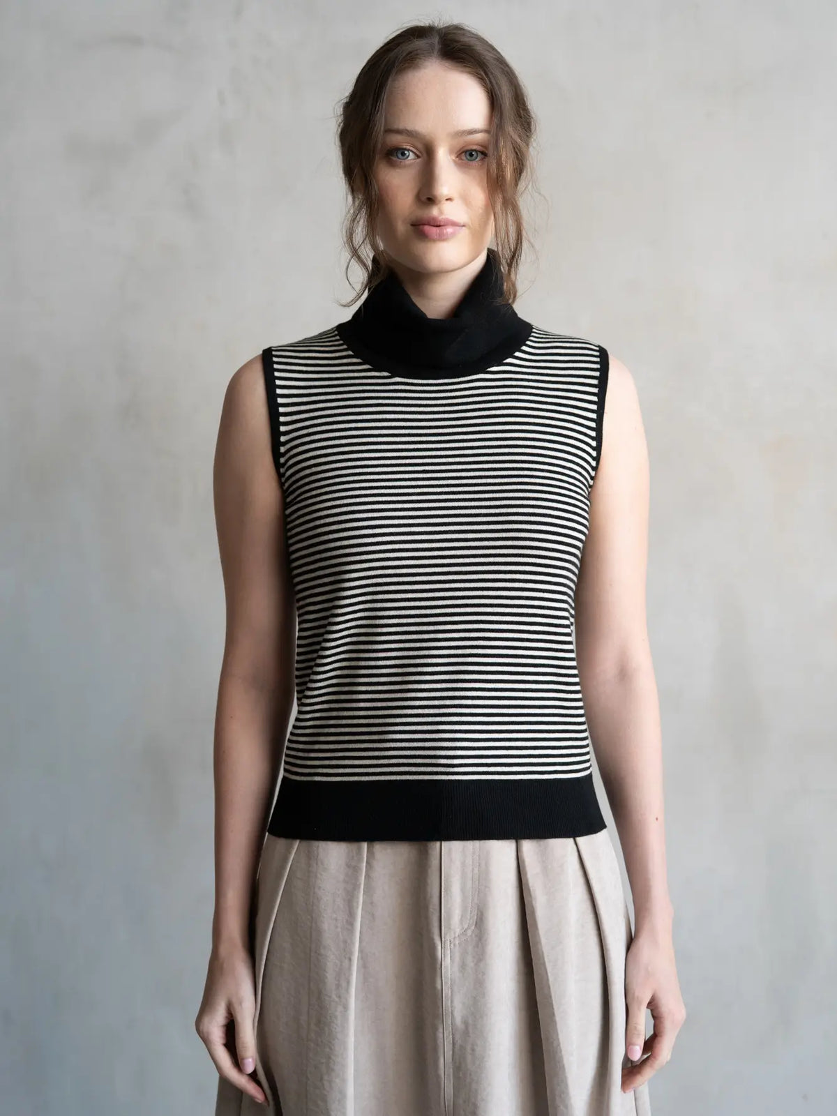 Striped Turtle Neck Sweater Vest