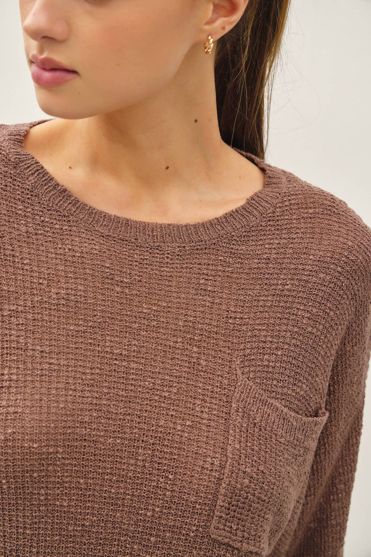 NEW COLOR-FRONT POCKET DOLMAN LONG SLEEVE KNIT SWEATER