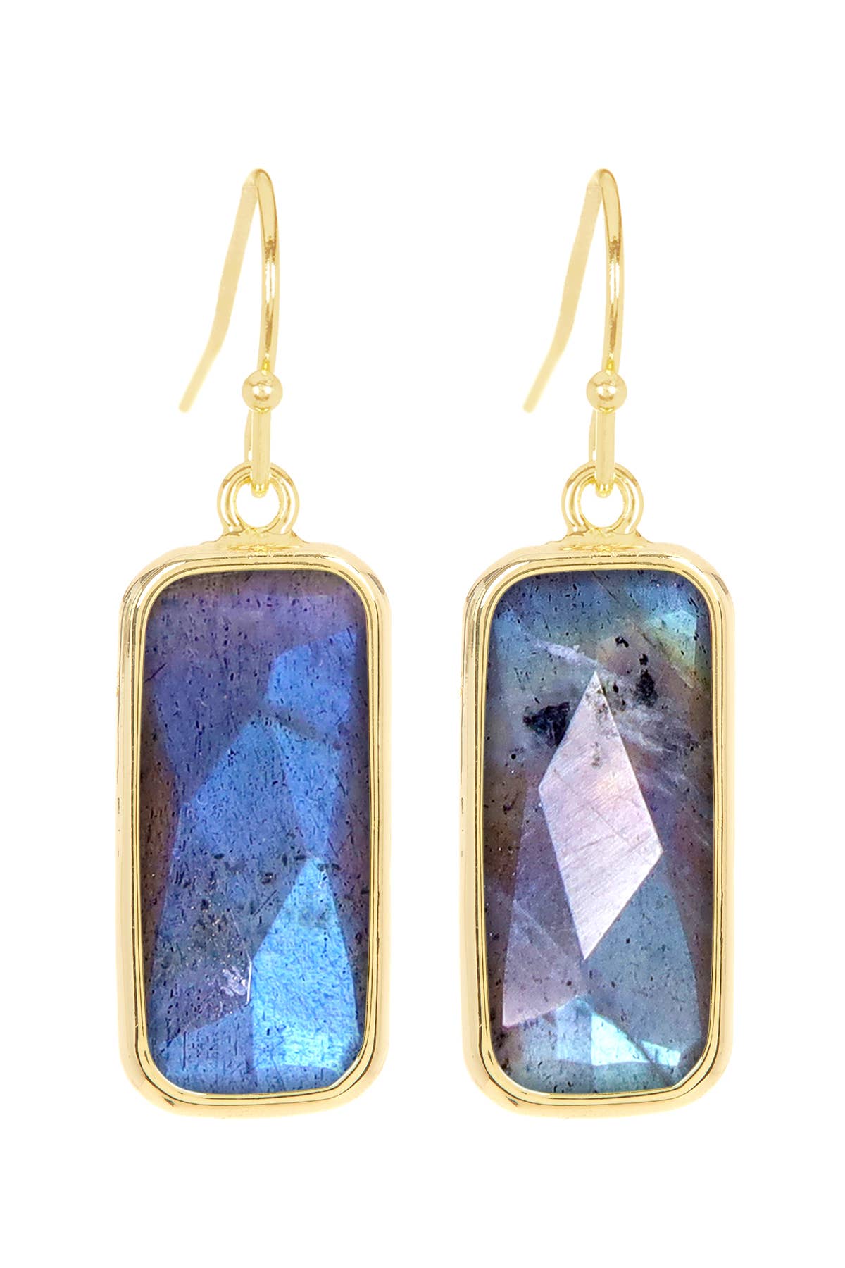 Labradorite Rectangle Earrings - GP