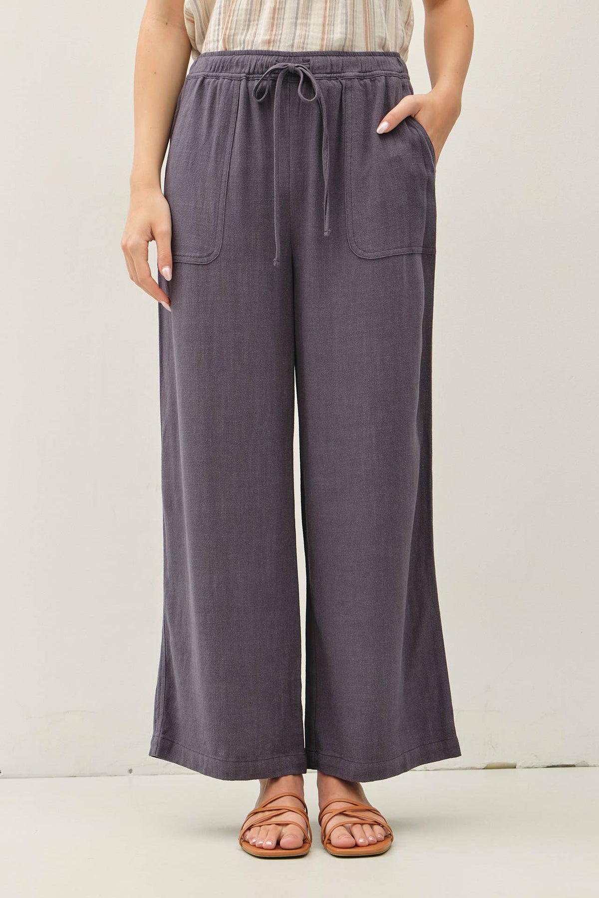 LINEN WIDE-LEG PANTS