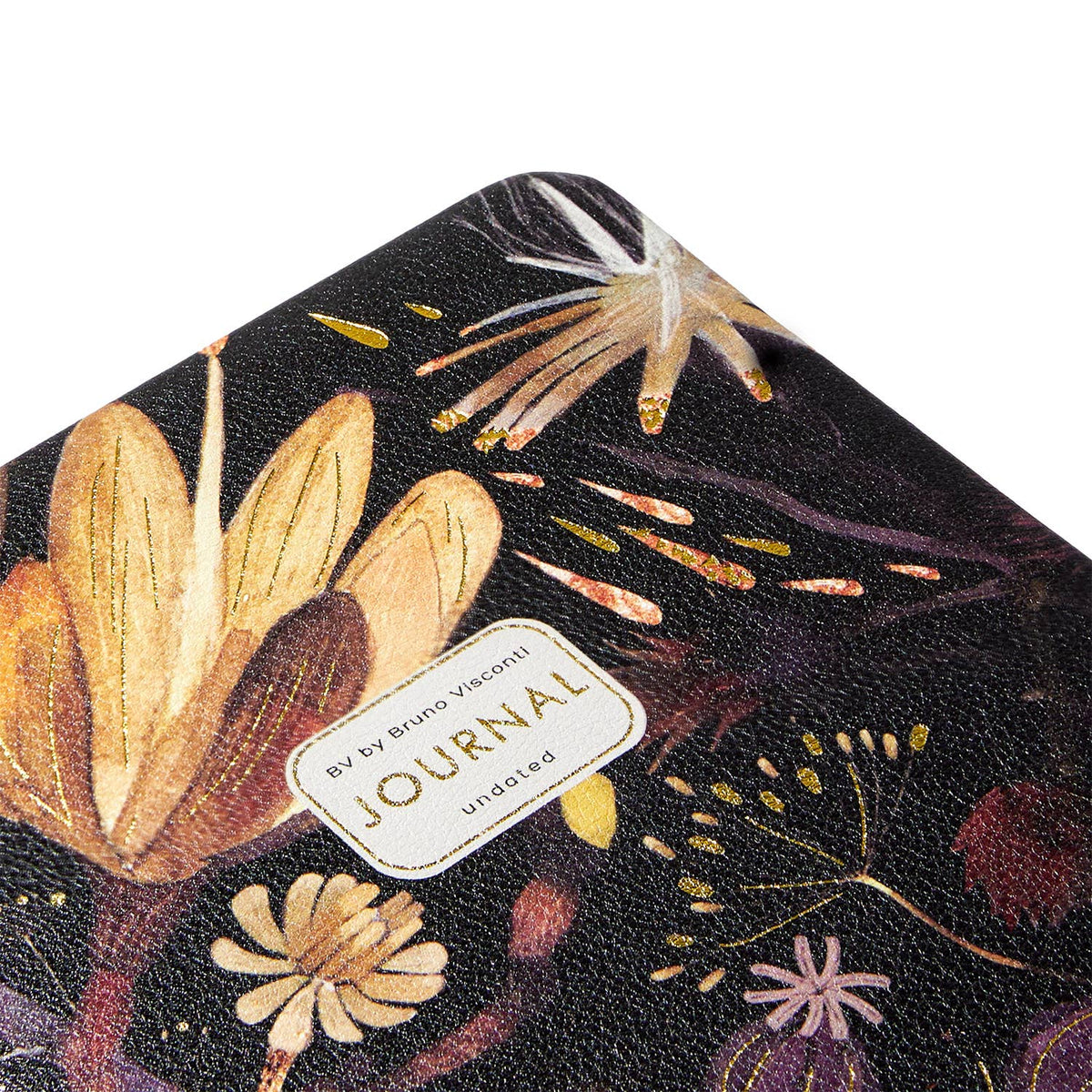 A5 Vegan Leather Hardcover Daily Planner -Night Flowers
