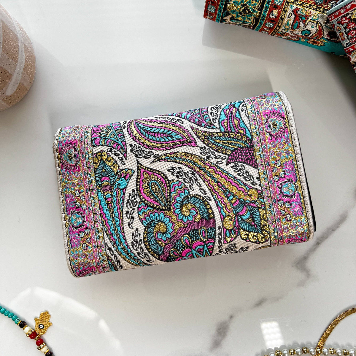 Cute Pink Wallet, Small Handmade Wallet, Boho Style Wallet