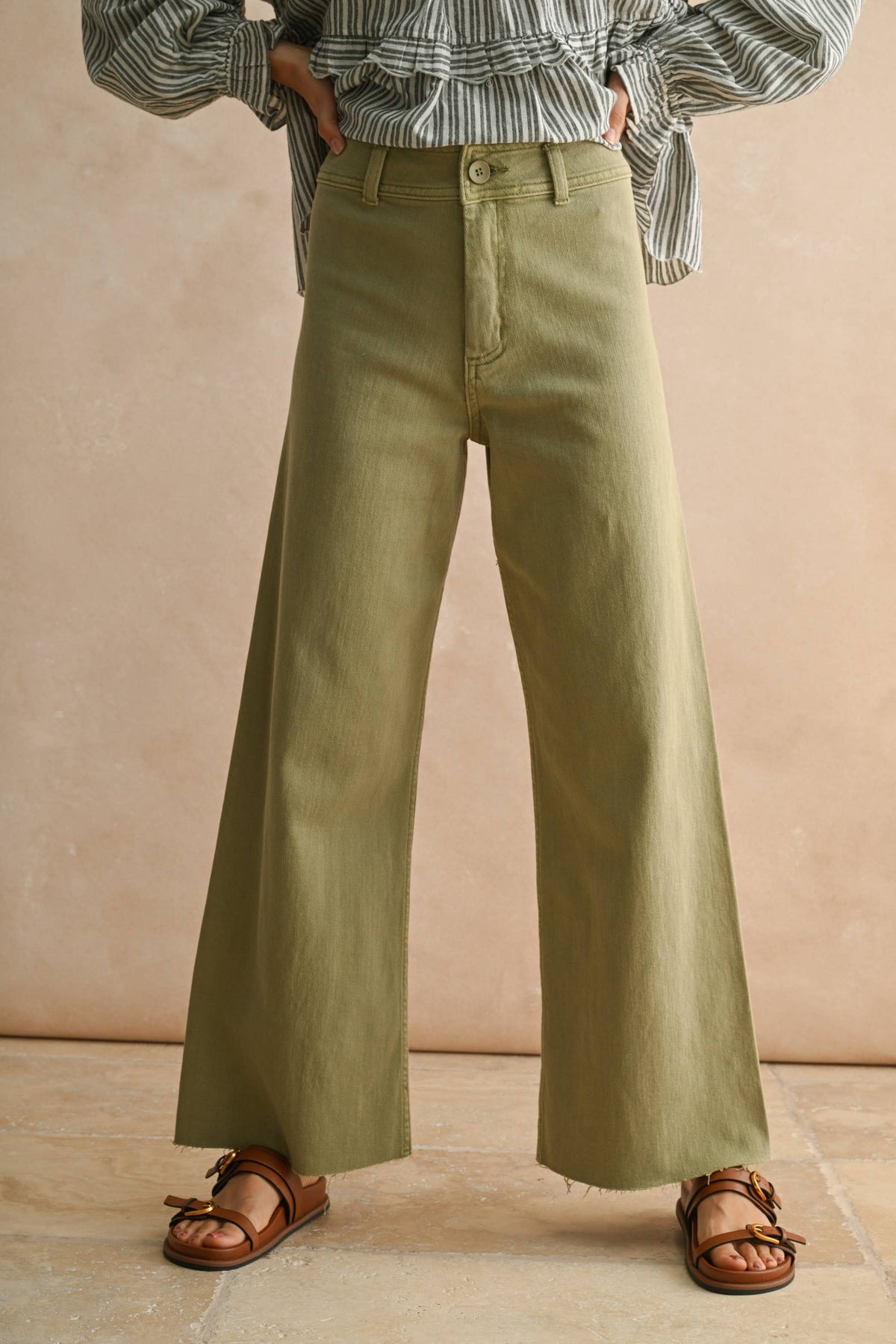 STRAIGHT WIDE LEG DENIM PANTS