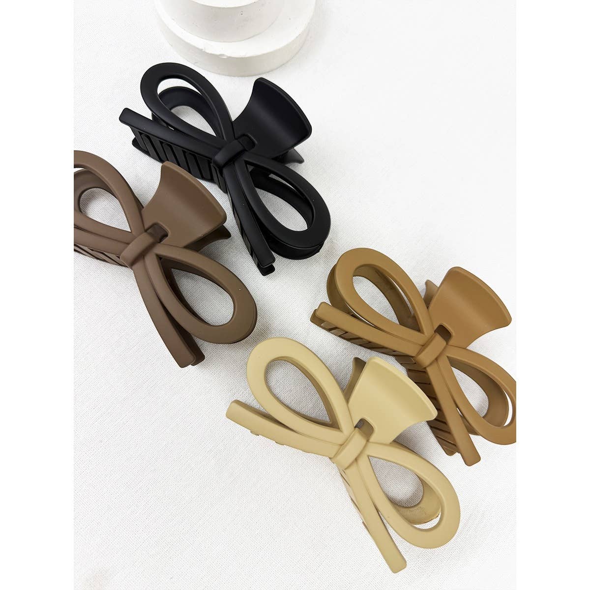 Matte Jumbo Knotted Bow in Neutral Color Hair Claw
