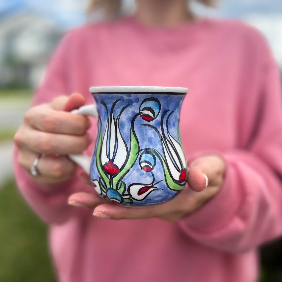 Hand Painted Ceramic Mugs, Coffee Mugs, Floral Handmade Mug