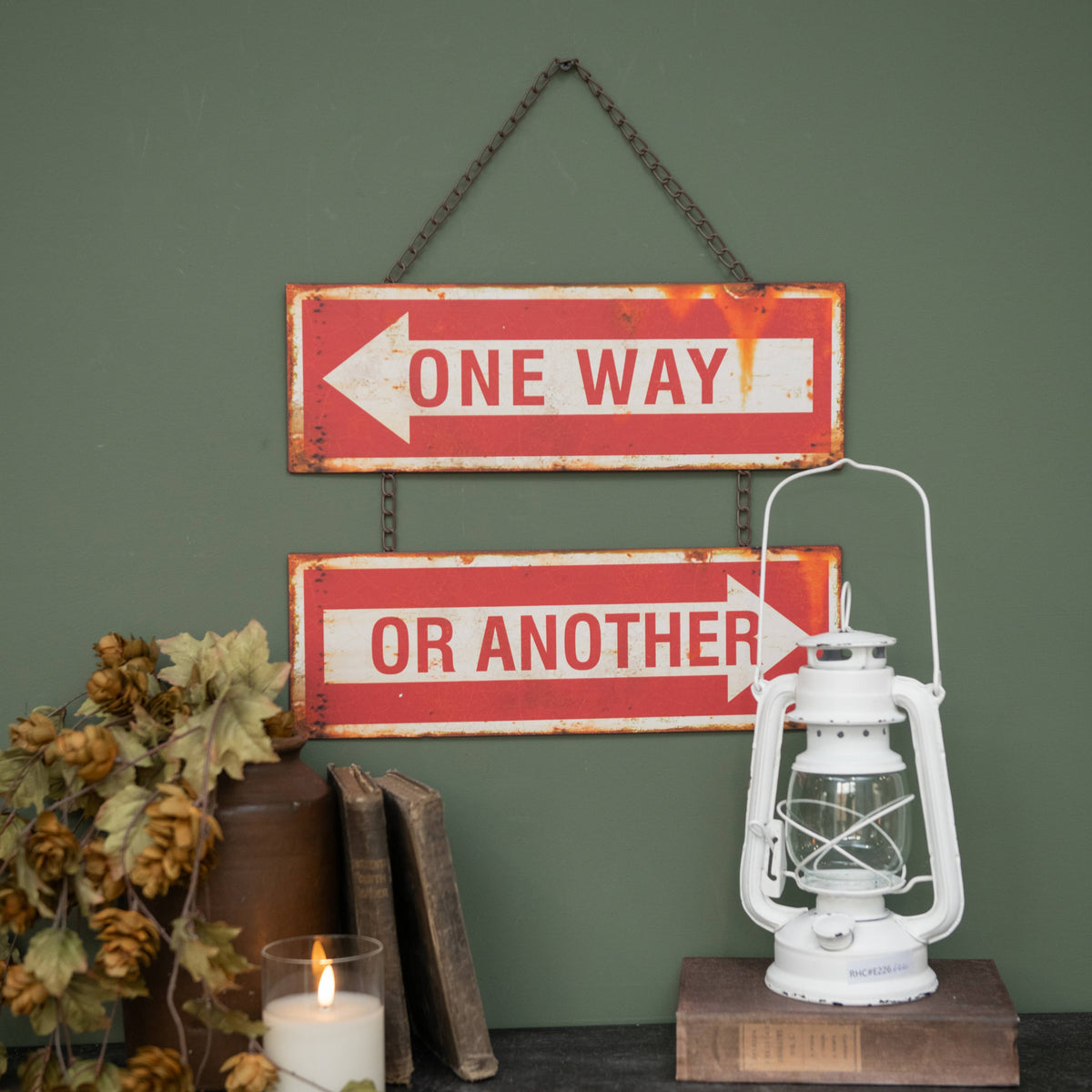 Red One Way Sign RED ONE WAY OR ANOTHER HANGING SIGN - One Amazing Find: Creative Home ...