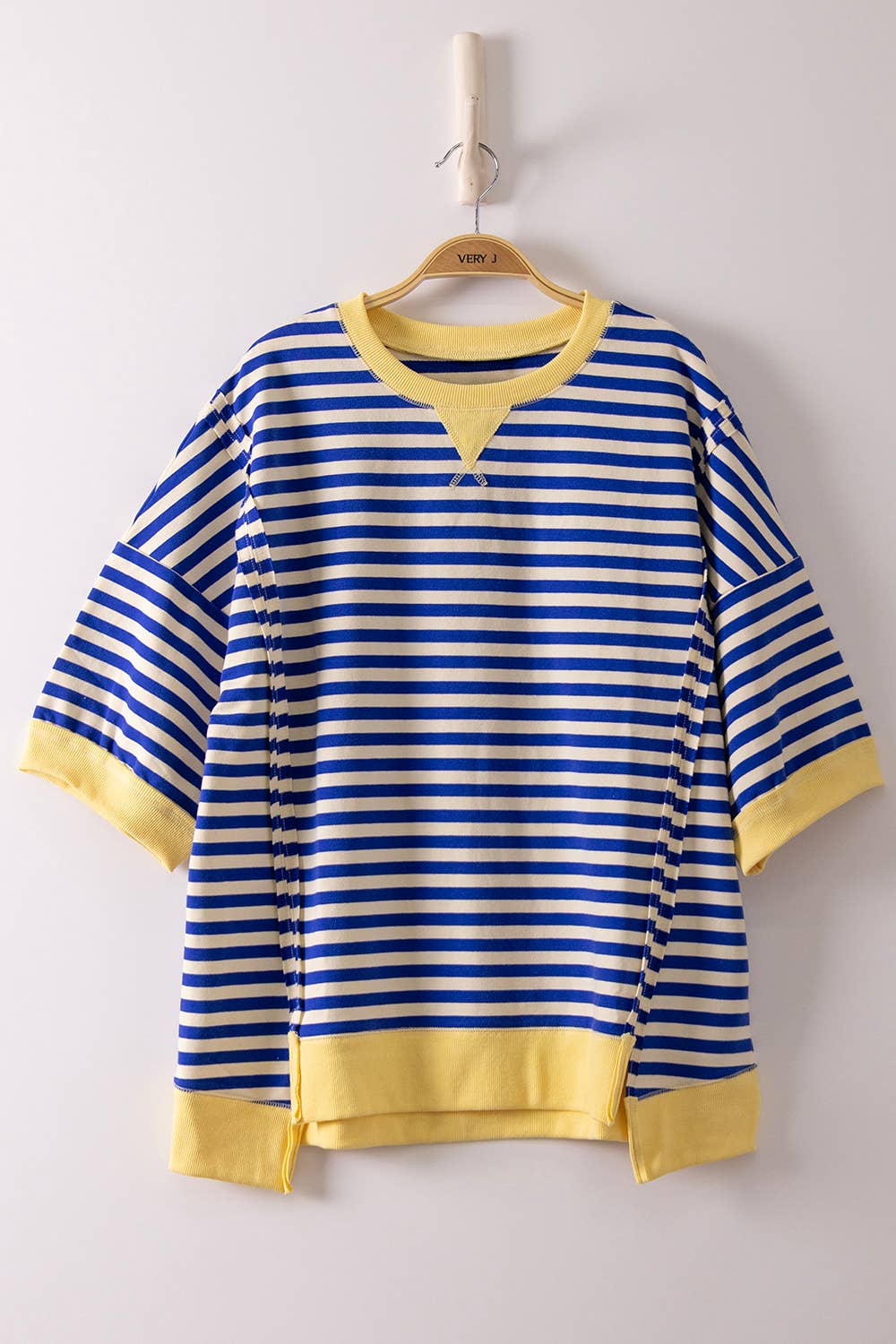 NT12481-Oversized Stripe Casual Knit Top
