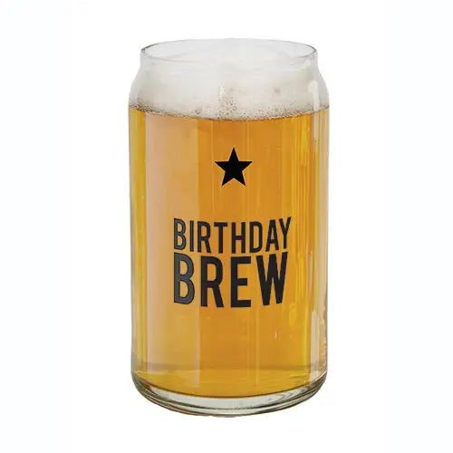 Birthday Brew Beer Can 16 oz Glass
