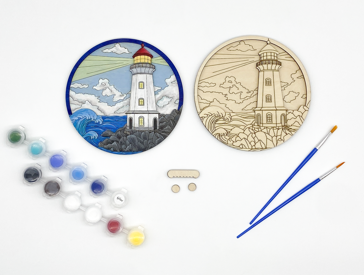 Lighthouse Coastal DIY Paint Kit – Layered Wood Ocean Art