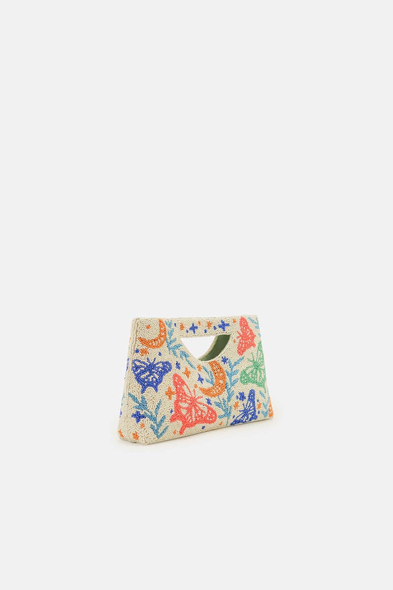Mariposa Monarch Butterfly Beaded Handheld Clutch