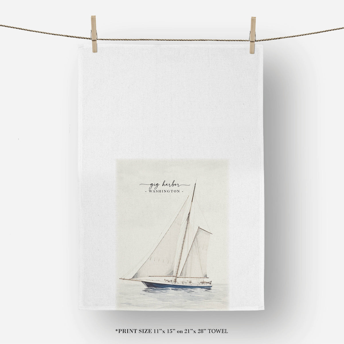 Custom Location Sailboat Tea Towel