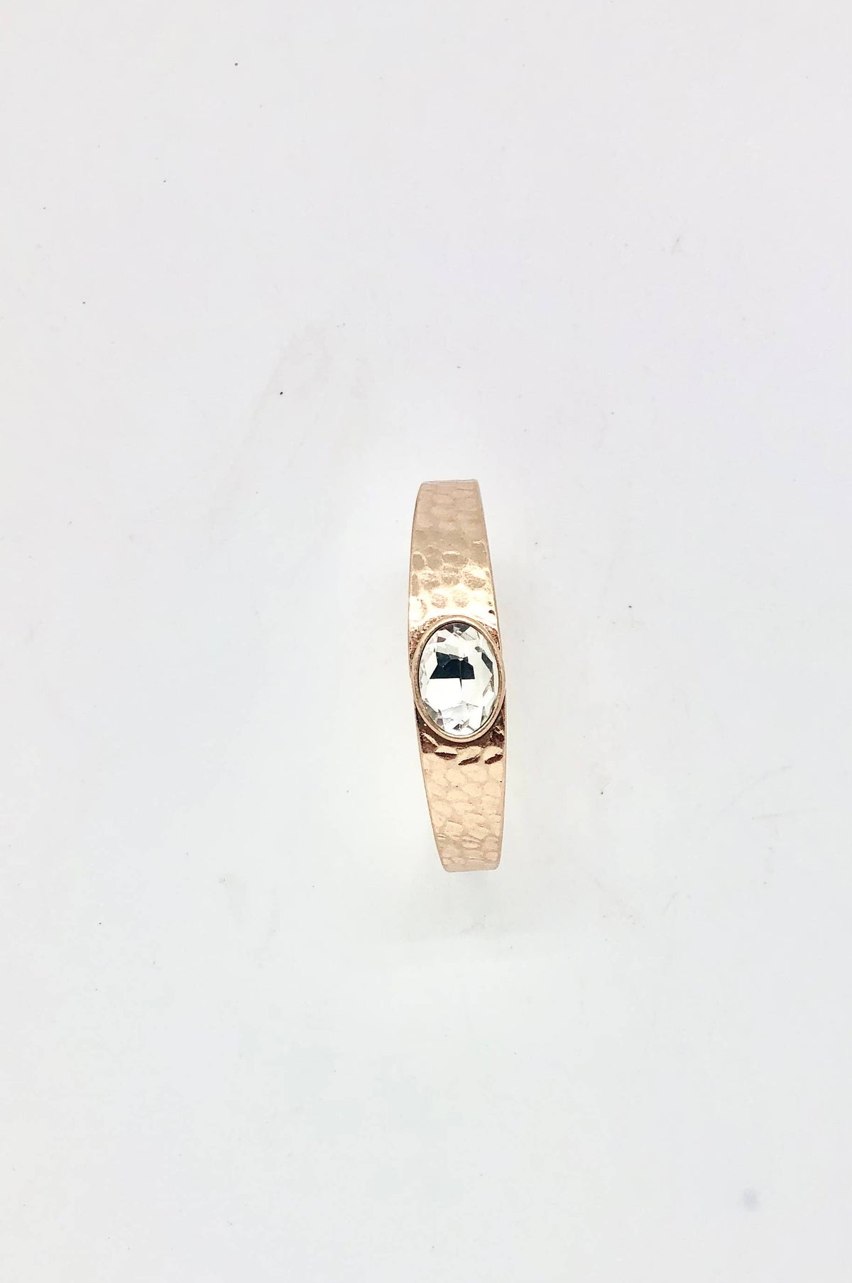Bracelet Cuff Thick Oval Clear Glass Matte Gold Hinge