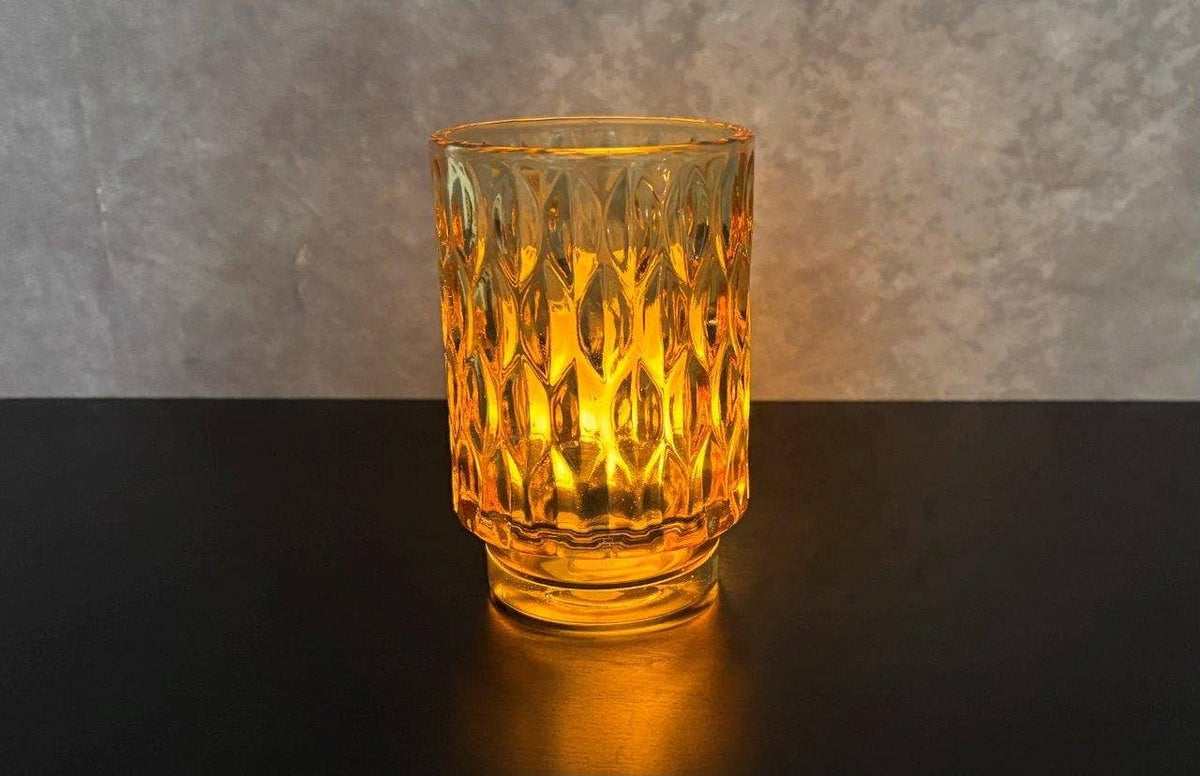 GOLDEN HOUR GLASS CANDLE HOLDER 3.5"DX7"H