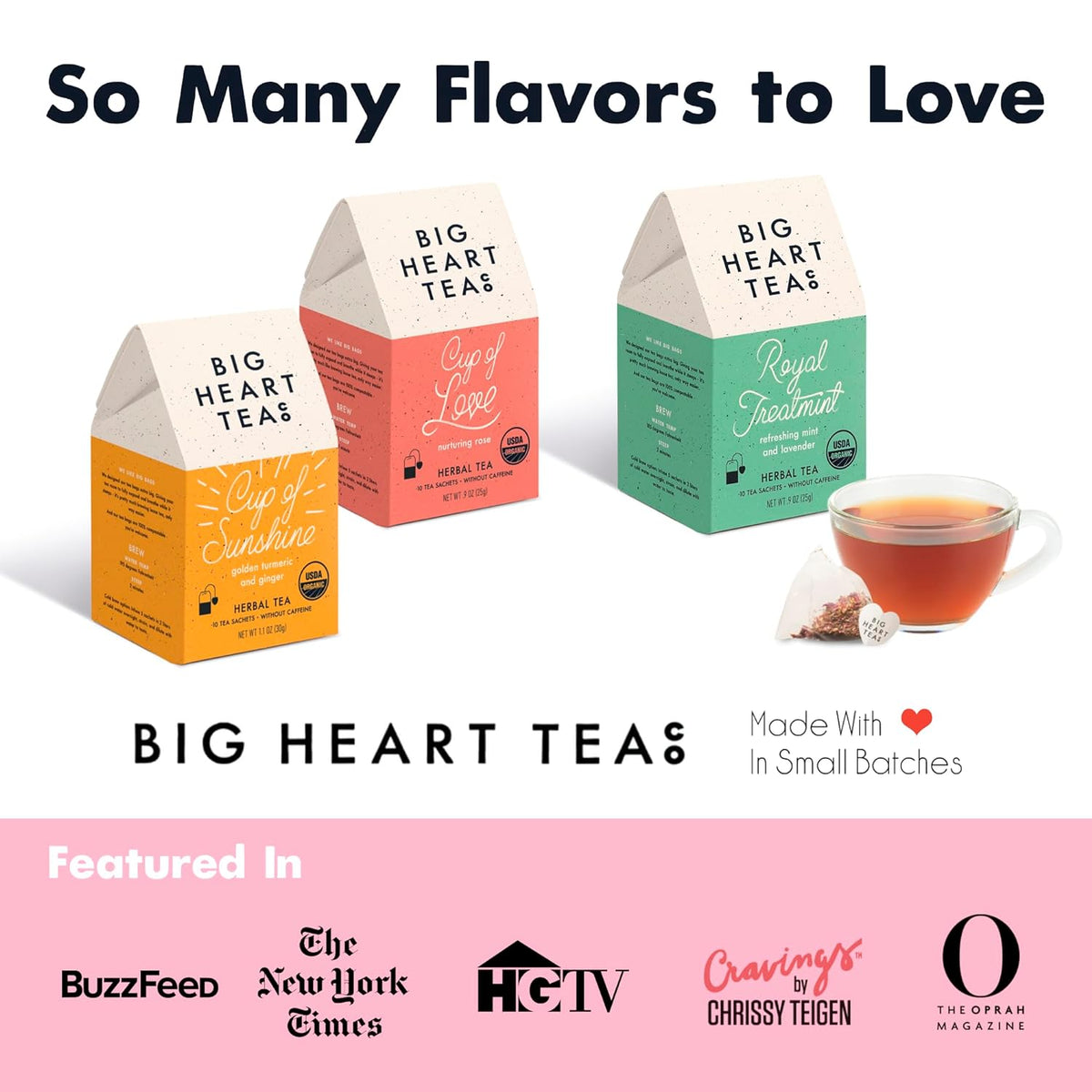 Big Heart Tea Co - "Cup Of Love" Caffeine Free Herbal Tea - 10 Count