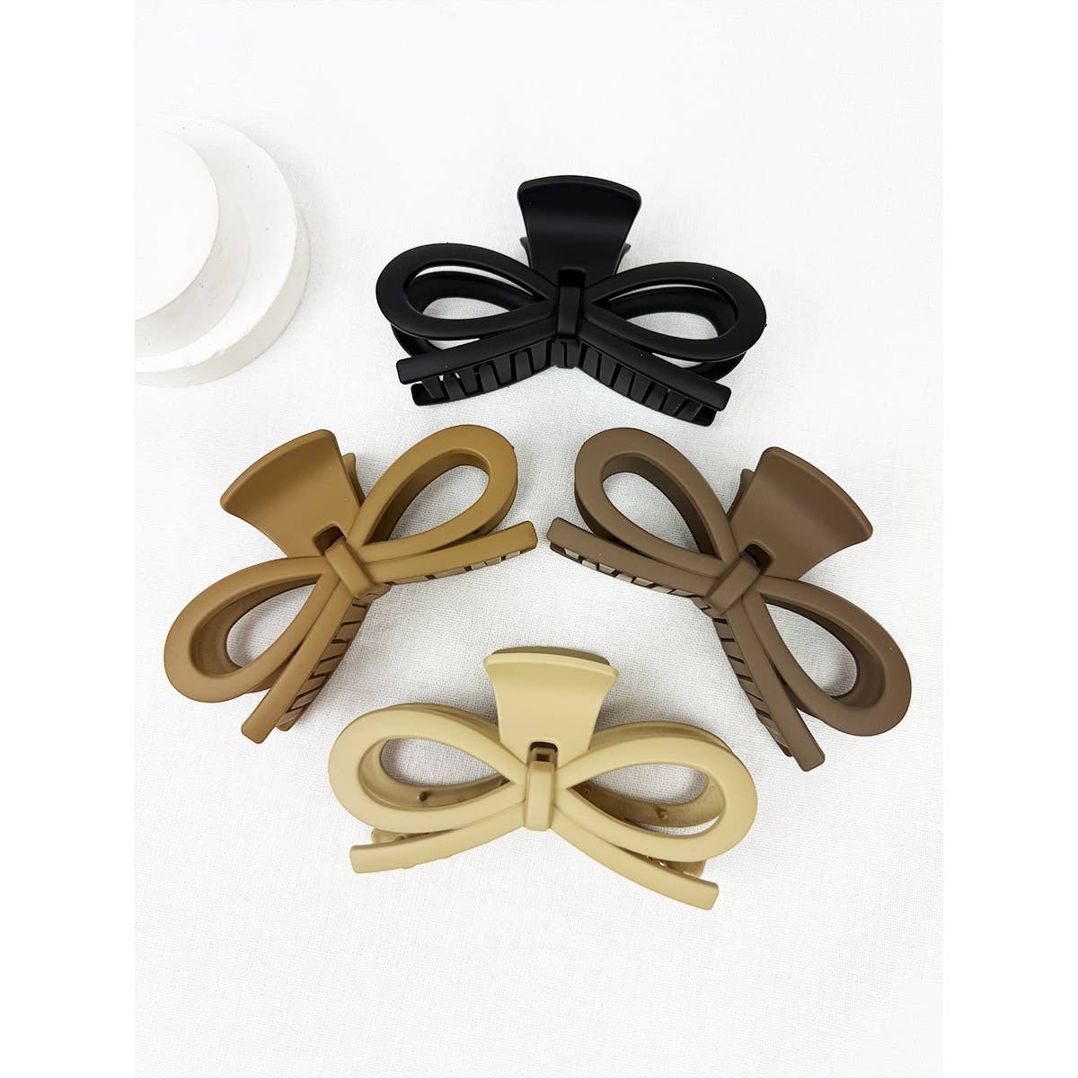 Matte Jumbo Knotted Bow in Neutral Color Hair Claw