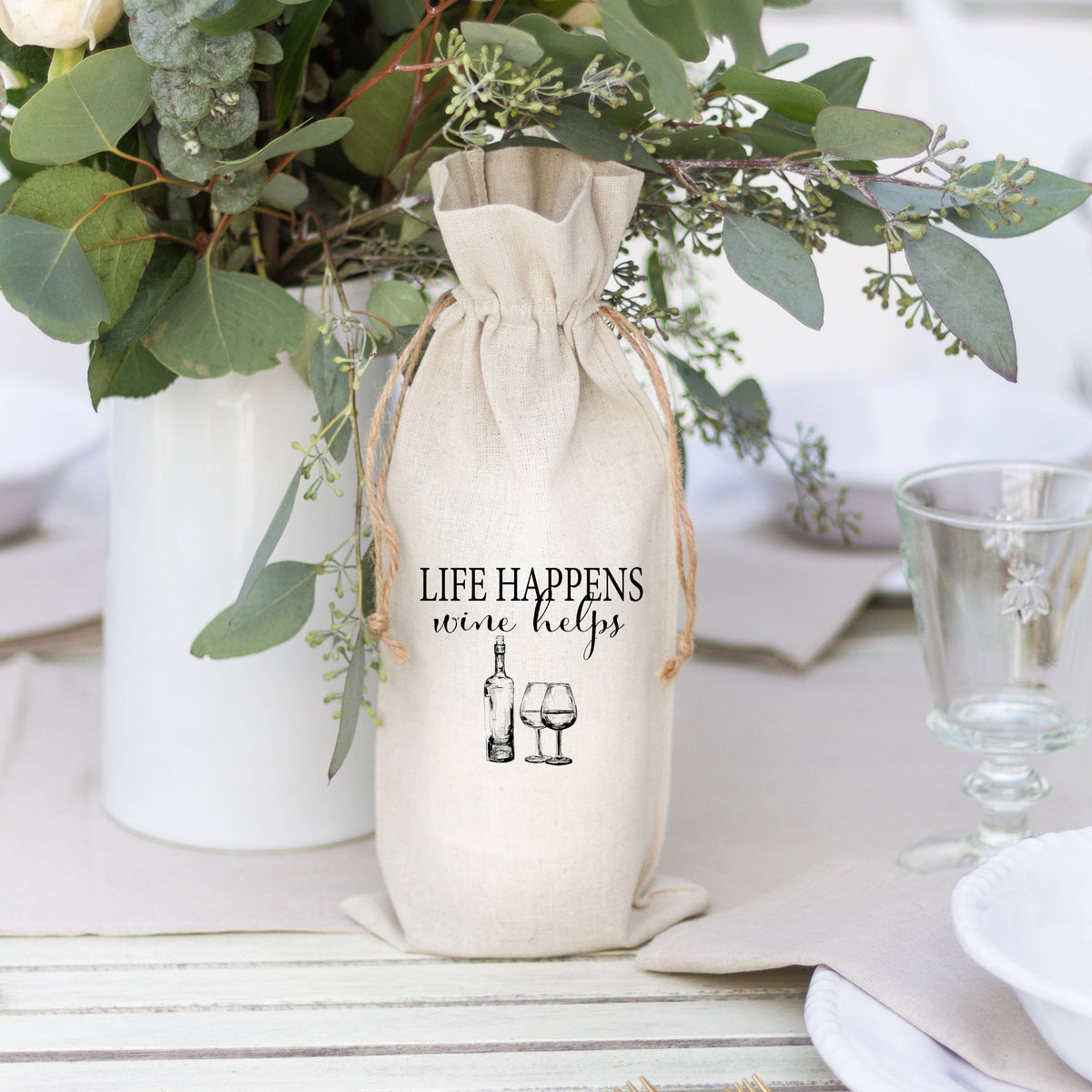 Life Happens Wine Helps Wine Bag