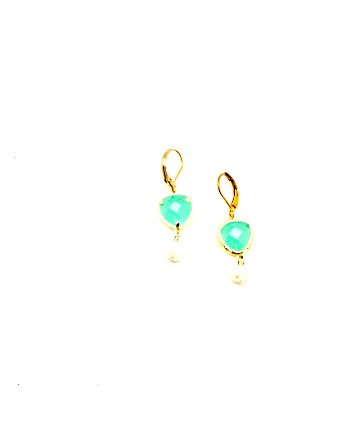 Earring Springfire Glass with Freshwater Pearl CloseDropGold