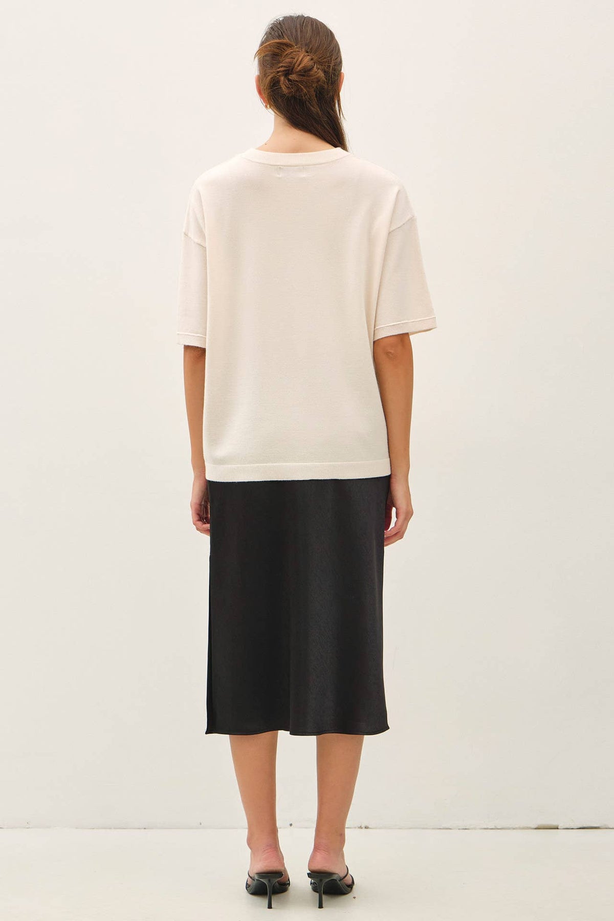 BOXY FIT HALF SLEEVE CREWNECK SWEATER
