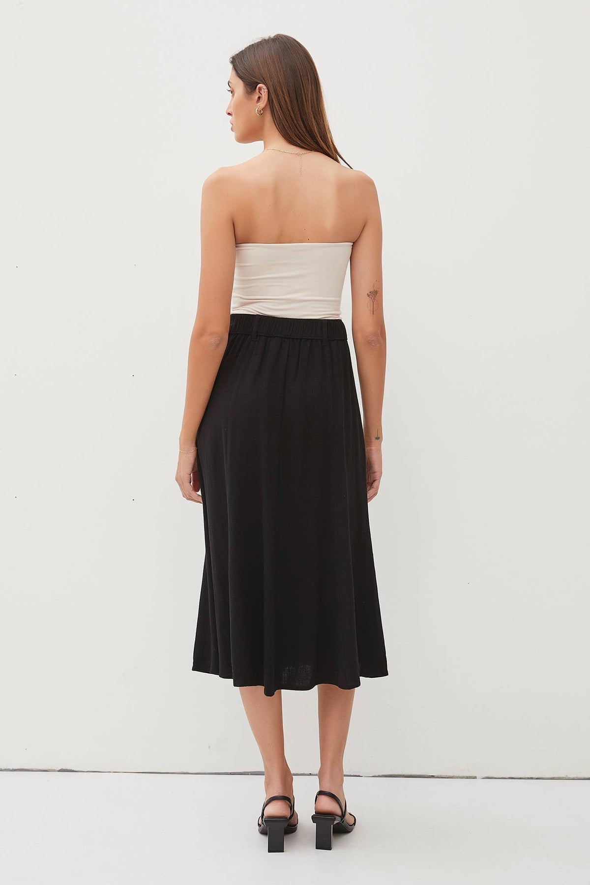 BELT LOOPS DETAILED WAIST FLOWY MIDI SKIRT