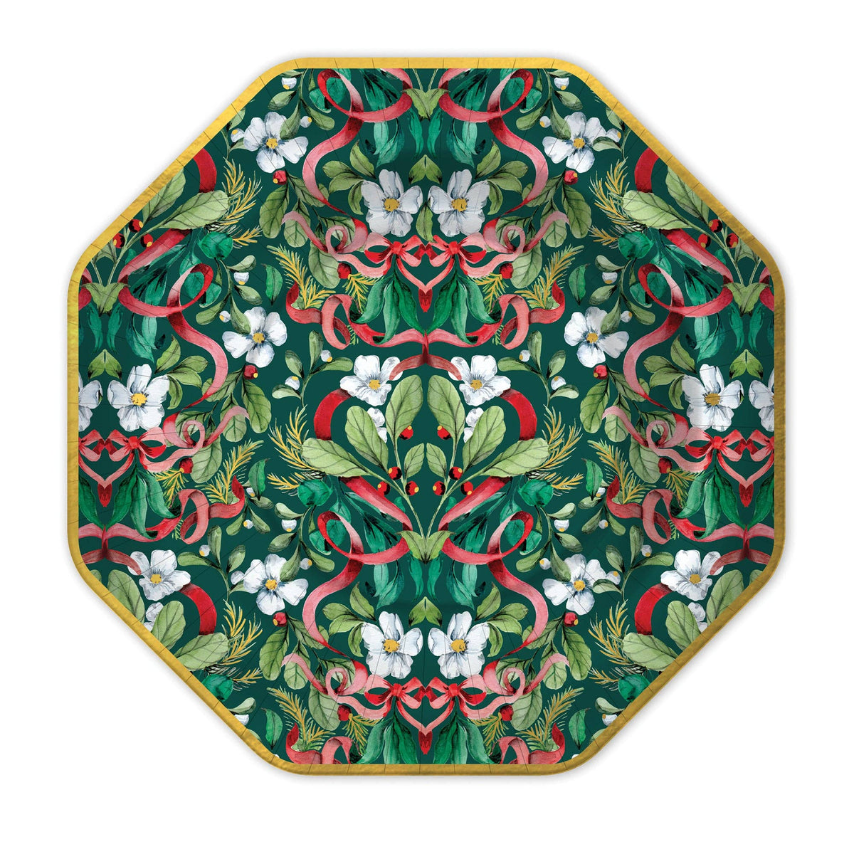 Red Ribbon Christmas Die-Cut Paper Luncheon Plate