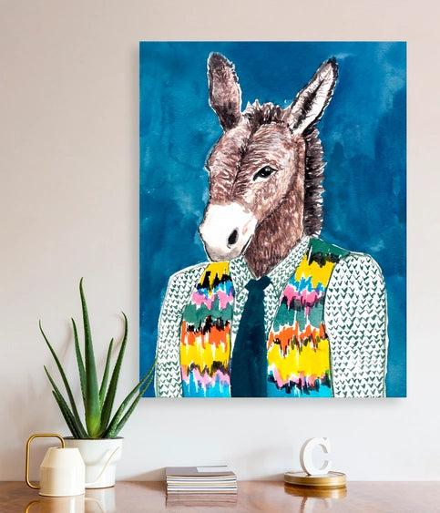 Furry Fashionistas Dapper Donkey Stretched Canvas