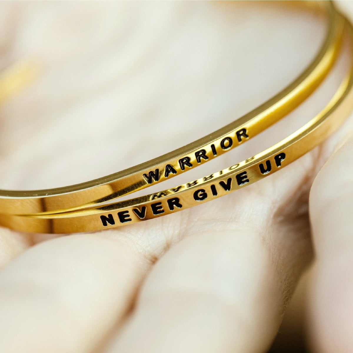 Never Give Up - inspirational mantraband® cuff bracelet
