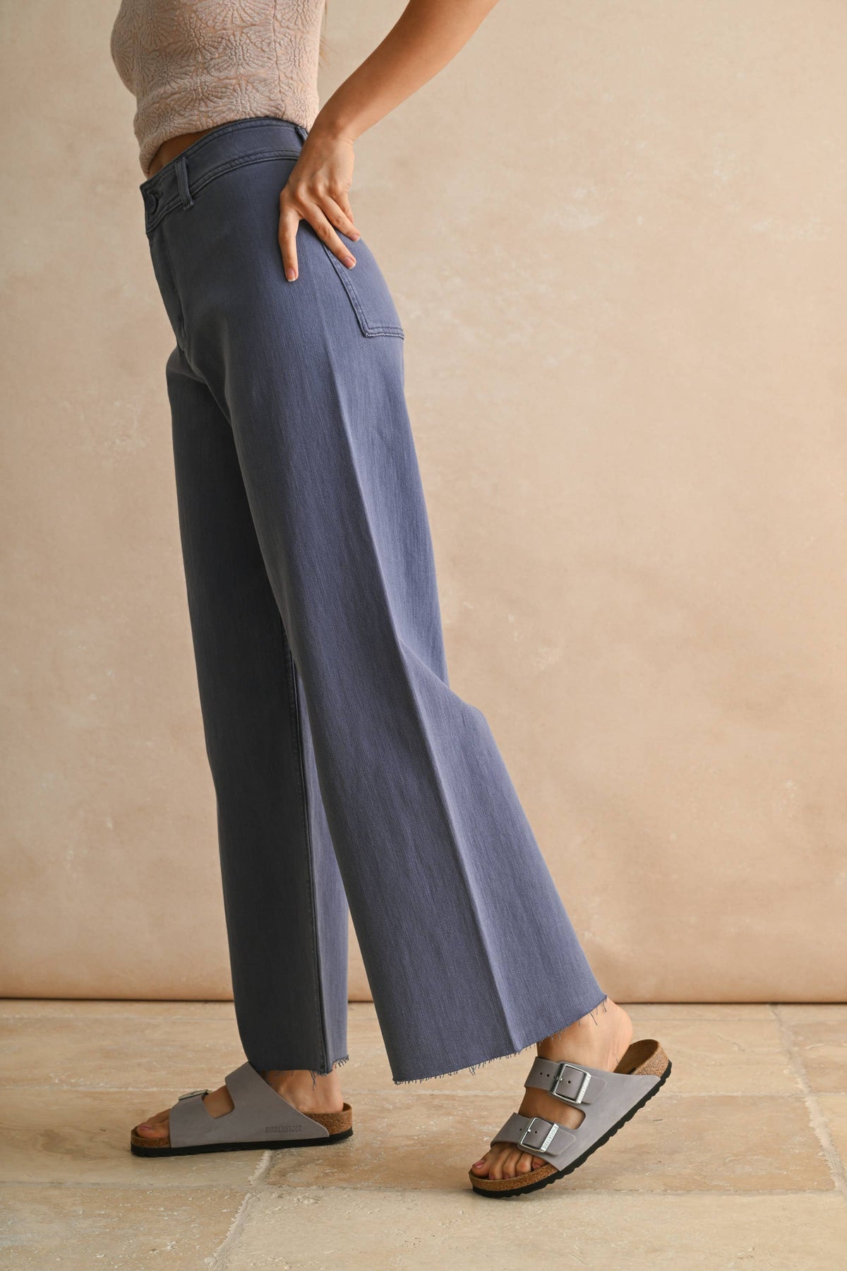 STRAIGHT WIDE LEG DENIM PANTS