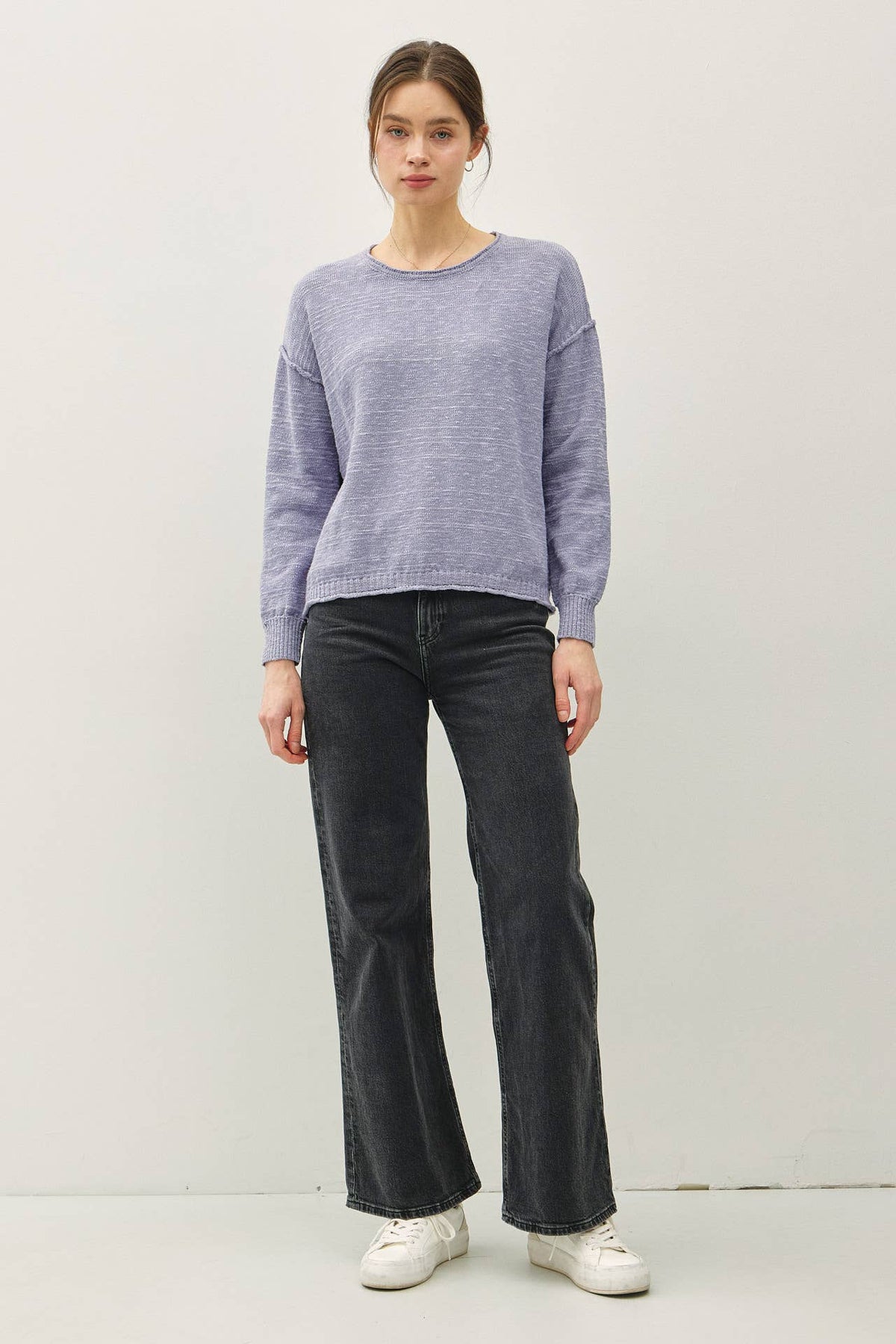 INSIDE OUT DROP SHOULDER PULLOVER SWEATER