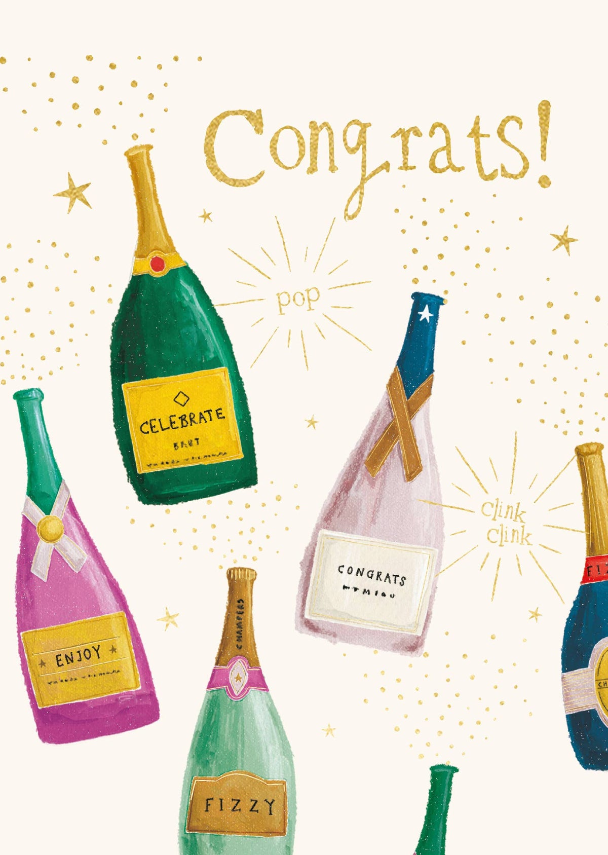 CONGRATULATIONS CHAMPAGNE GREETING CARD LAURA DARRINGTON