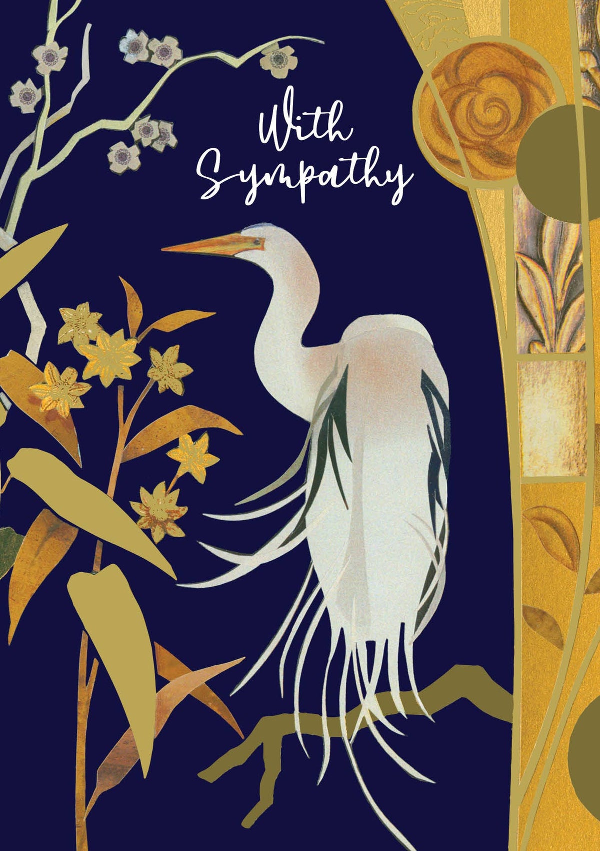 SYMPATHY GREETING CARD BLUE HERON PAPER ROSE