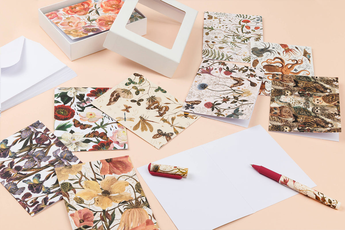 Notecards  with Envelopes - Set of 16  "Bloom" 4 Designs 